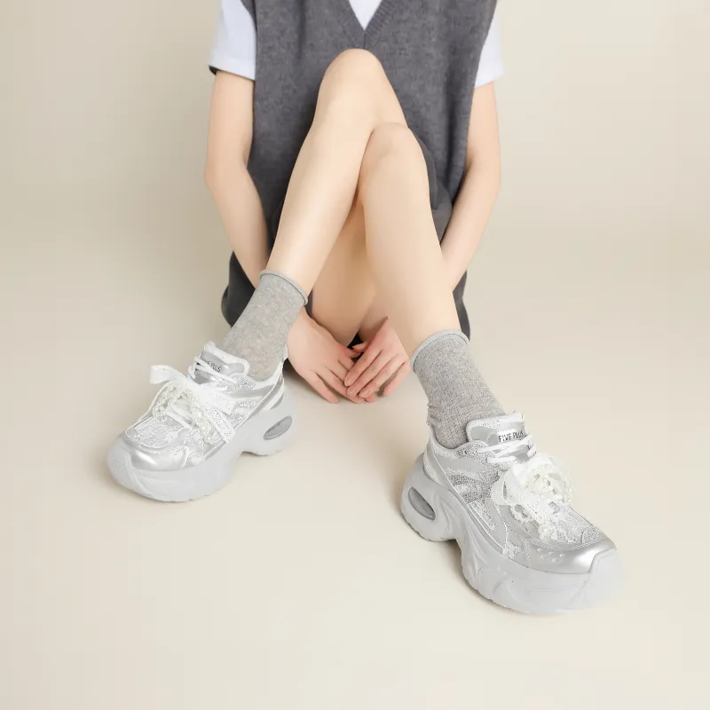 FIVE PLUS Cushioning, Slip Resistant, And Abrasion Resistant Low Top Chunky Sneakers Women's-10