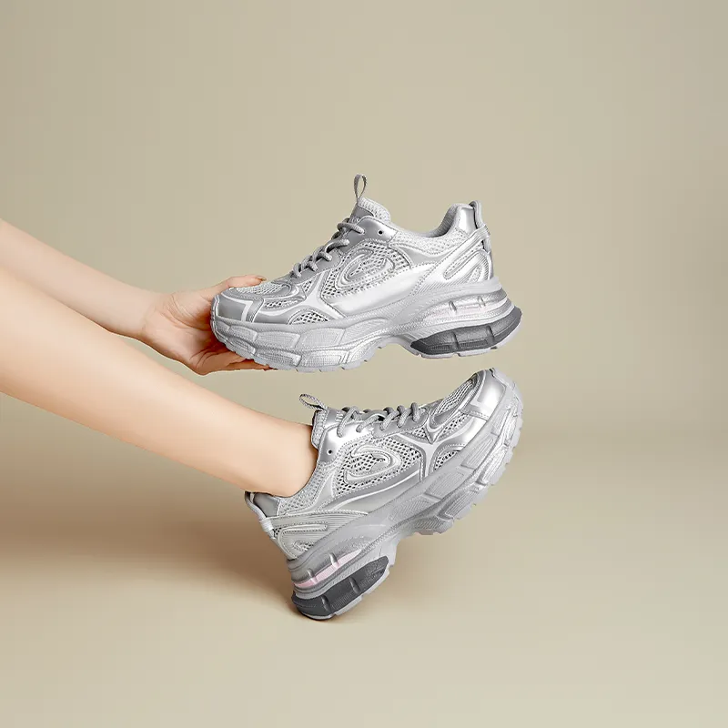FIVE PLUS Shock Absorbing, Non Slip, Wear Resistant, Breathable And Lightweight Low Top Chunky Sneakers Women's-5