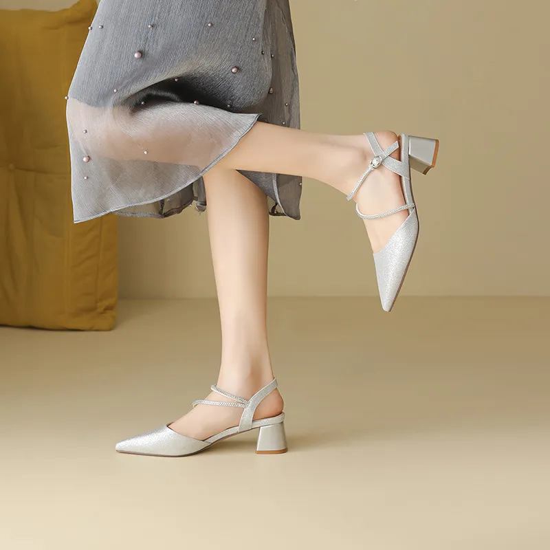 FIVE PLUS Chunky Heel High Heels 4.5cm Women's-5
