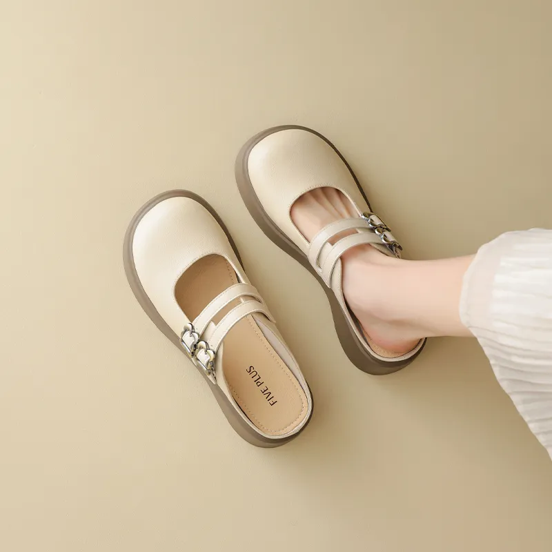 FIVE PLUS Slip Resistant Closed Toe Slippers Women's Beige-3