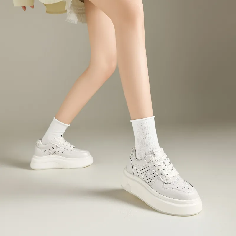 FIVE PLUS Anti Slip And Wear Resistant Height Increasing Low Top Skateboard Shoes Women's-2