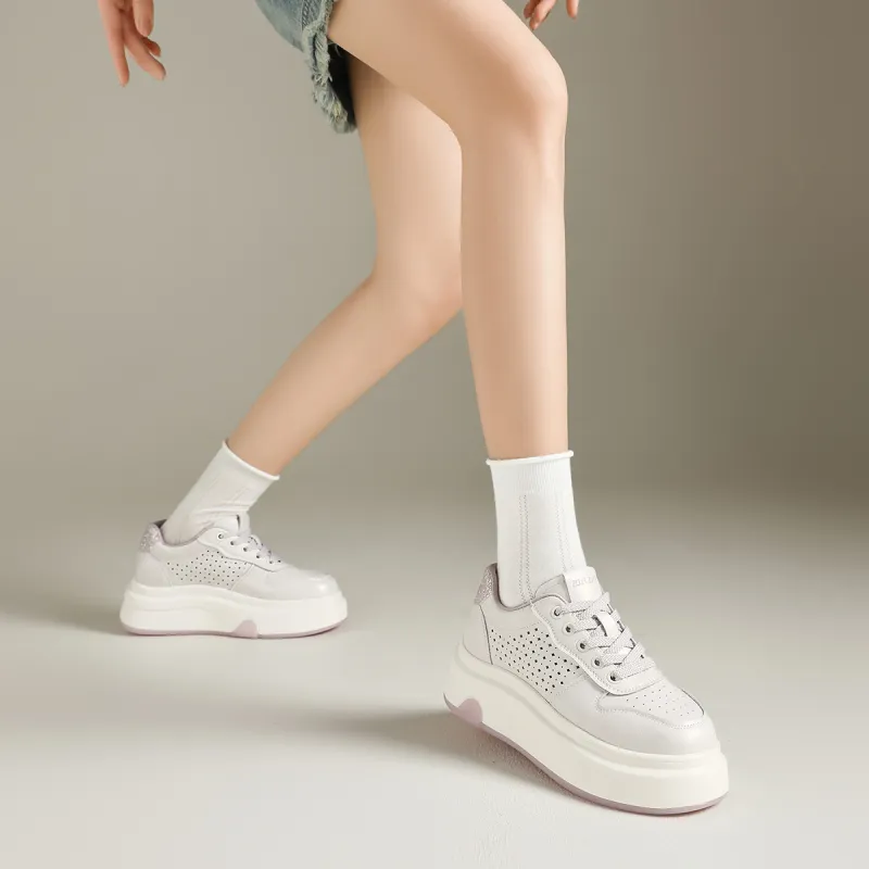FIVE PLUS Anti Slip And Wear Resistant Height Increasing Low Top Skateboard Shoes Women's-8