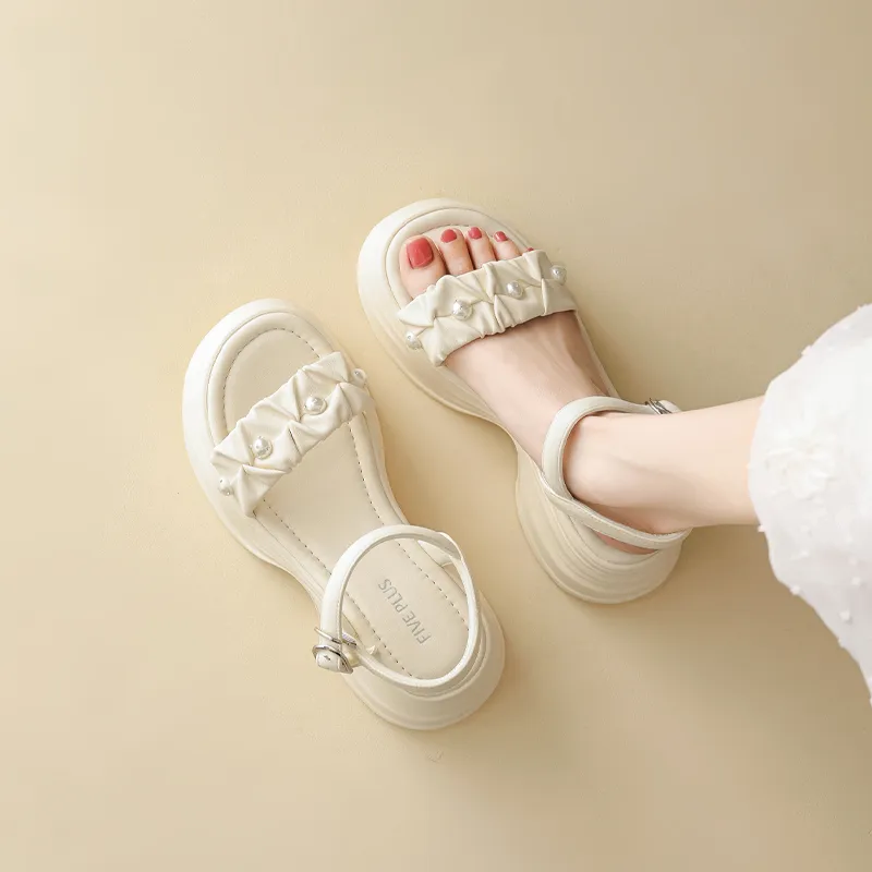 FIVE PLUS One Strap Sandals 6cm Women's Beige-3
