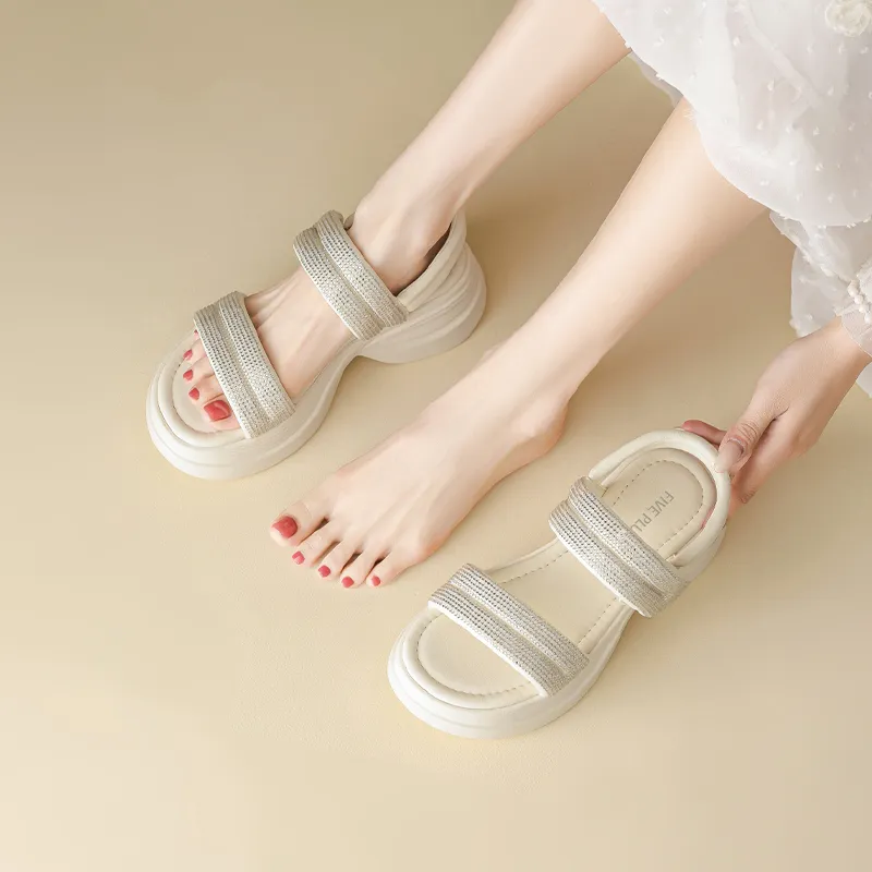 FIVE PLUS One Strap Sandals Women's Beige-3