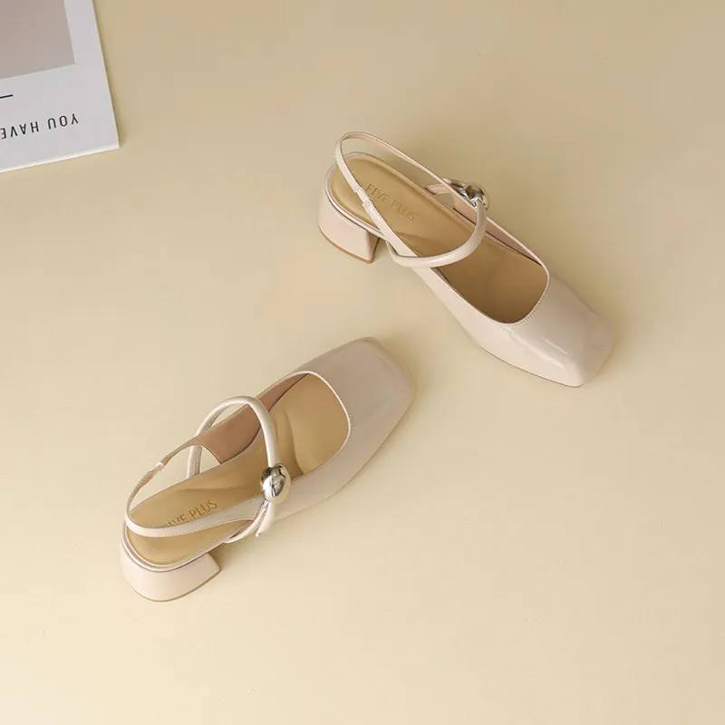 FIVE PLUS Chunky Heel High Heels 5cm Women's-10