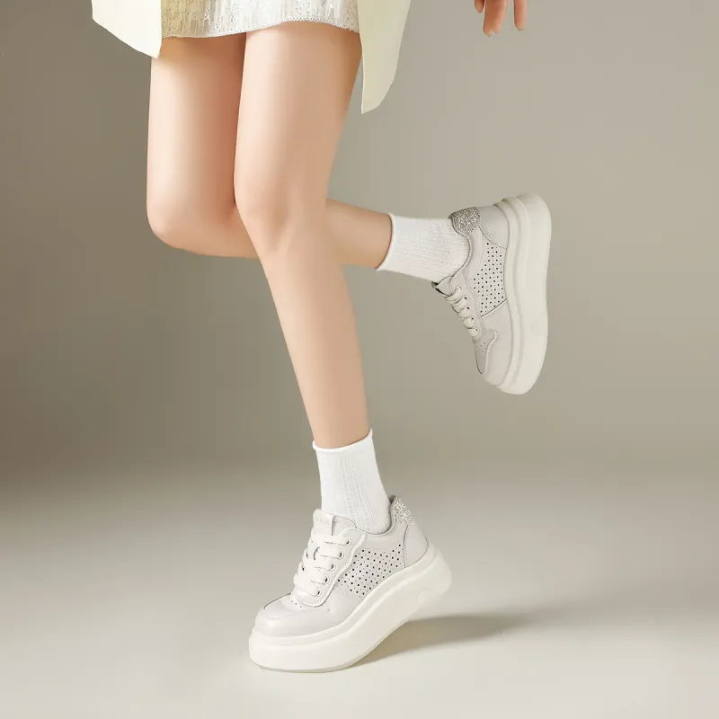 FIVE PLUS Anti Slip And Wear Resistant Height Increasing Low Top Skateboard Shoes Women's-3