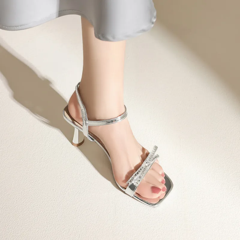 FIVE PLUS One Strap Sandals Women's Silver-5