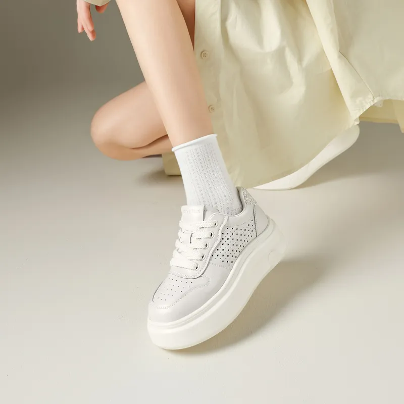 FIVE PLUS Anti Slip And Wear Resistant Height Increasing Low Top Skateboard Shoes Women's-5