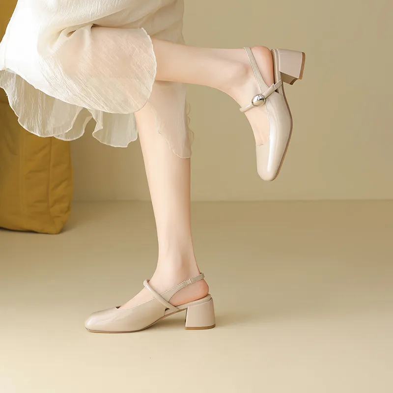 FIVE PLUS Chunky Heel High Heels 5cm Women's-13