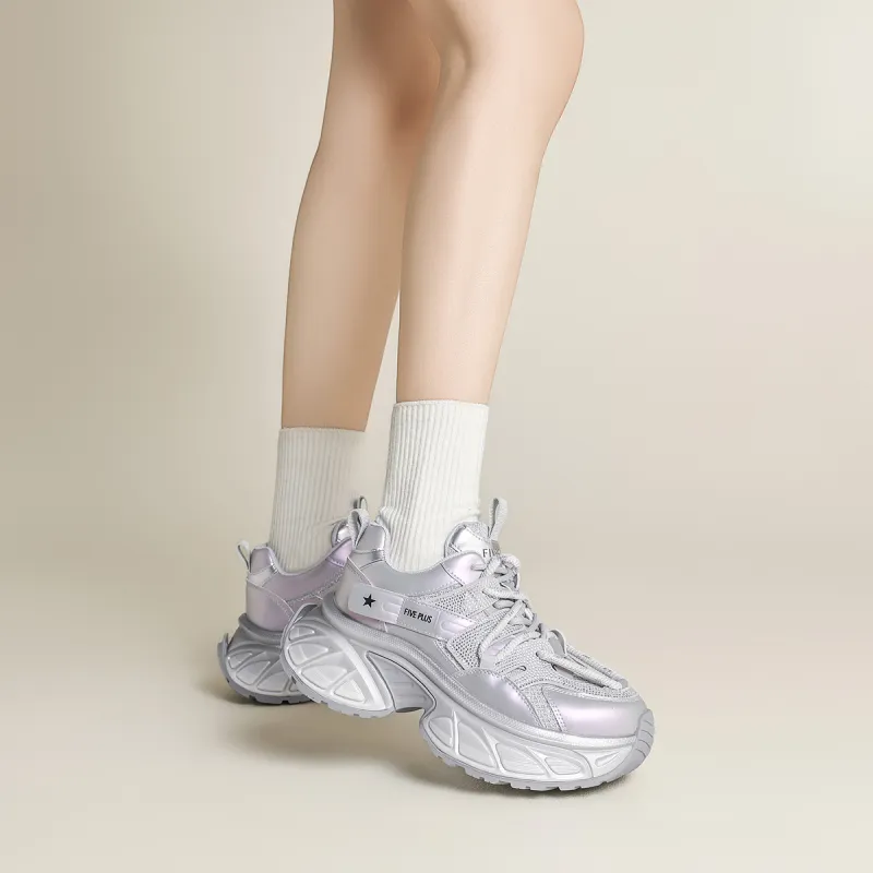 FIVE PLUS Anti Slip Wear Resistant Low Top Chunky Sneakers Women's-4
