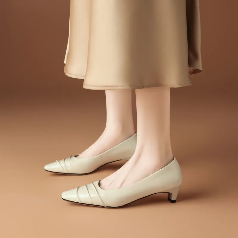 FIVE PLUS Chunky Heel High Heels Women's White-5