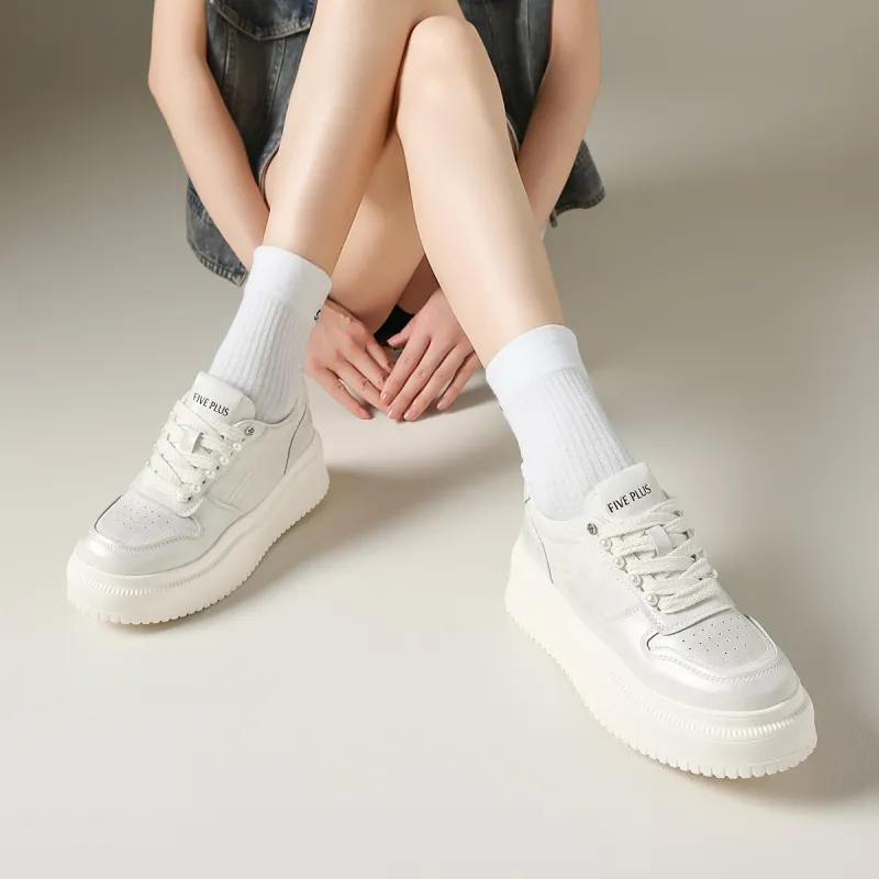 FIVE PLUS Anti Slip Wear Resistant Low Top Skateboard Shoes Women's Silver-2