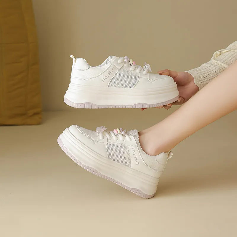 FIVE PLUS Low Top Skateboard Shoes Women's Ecru-5