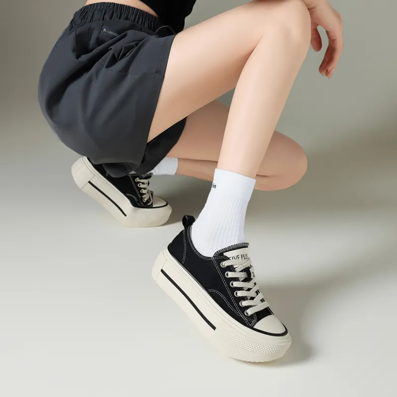 FIVE PLUS Height Increasing Low Top Skateboard Shoes Women's-17