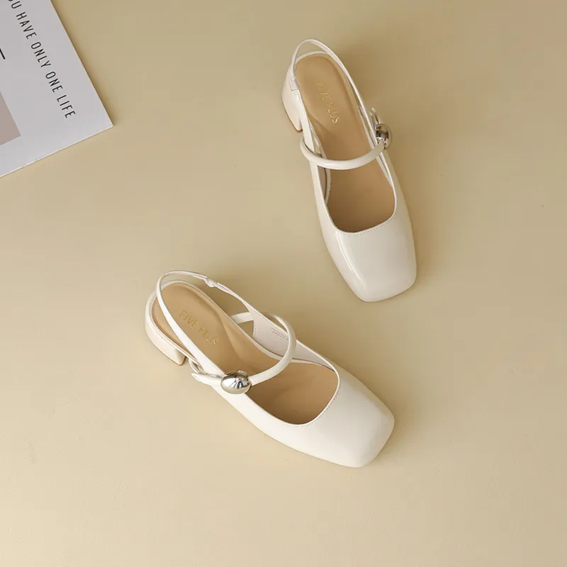 FIVE PLUS Chunky Heel High Heels 5cm Women's-3