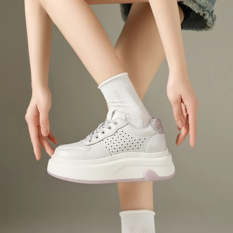 FIVE PLUS Anti Slip And Wear Resistant Height Increasing Low Top Skateboard Shoes Women's-9
