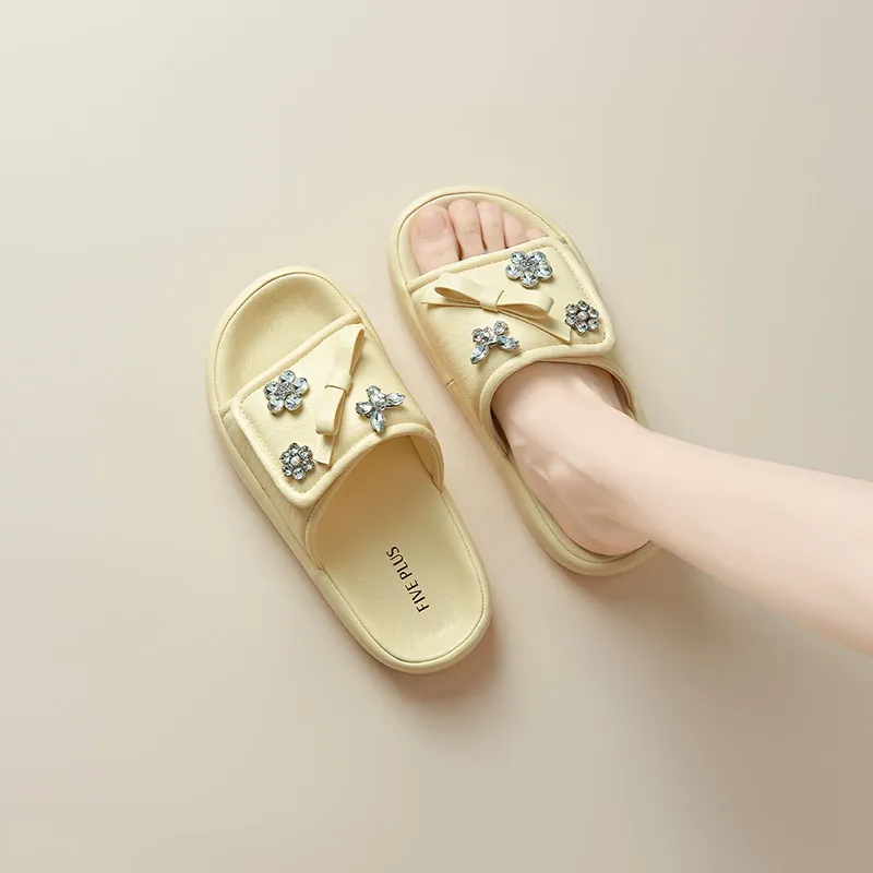 FIVE PLUS Rhinestone Slip Resistant Slide Slippers Women's-12