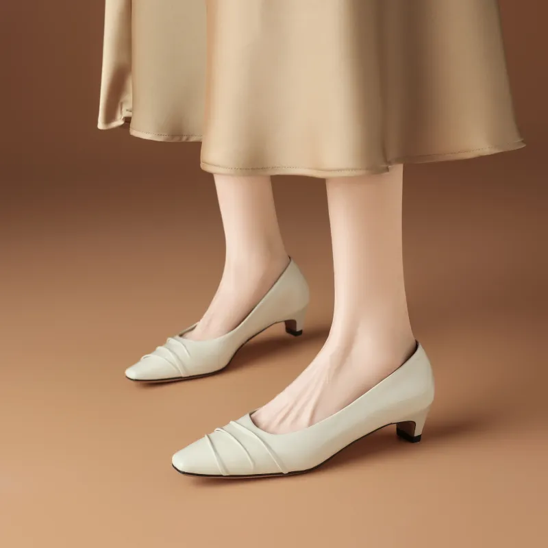 FIVE PLUS Chunky Heel High Heels Women's White-2