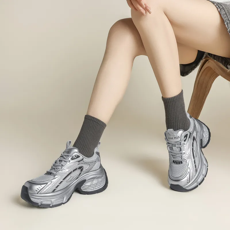 FIVE PLUS Anti Slip Wear Resistant Low Top Chunky Sneakers Women's-2