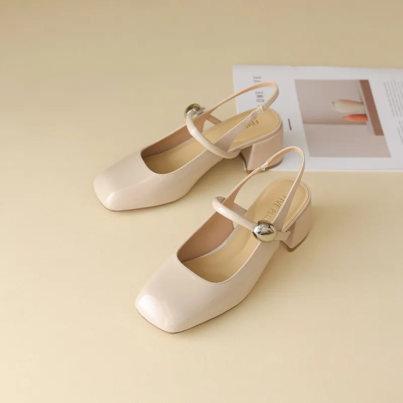 FIVE PLUS Chunky Heel High Heels 5cm Women's-11