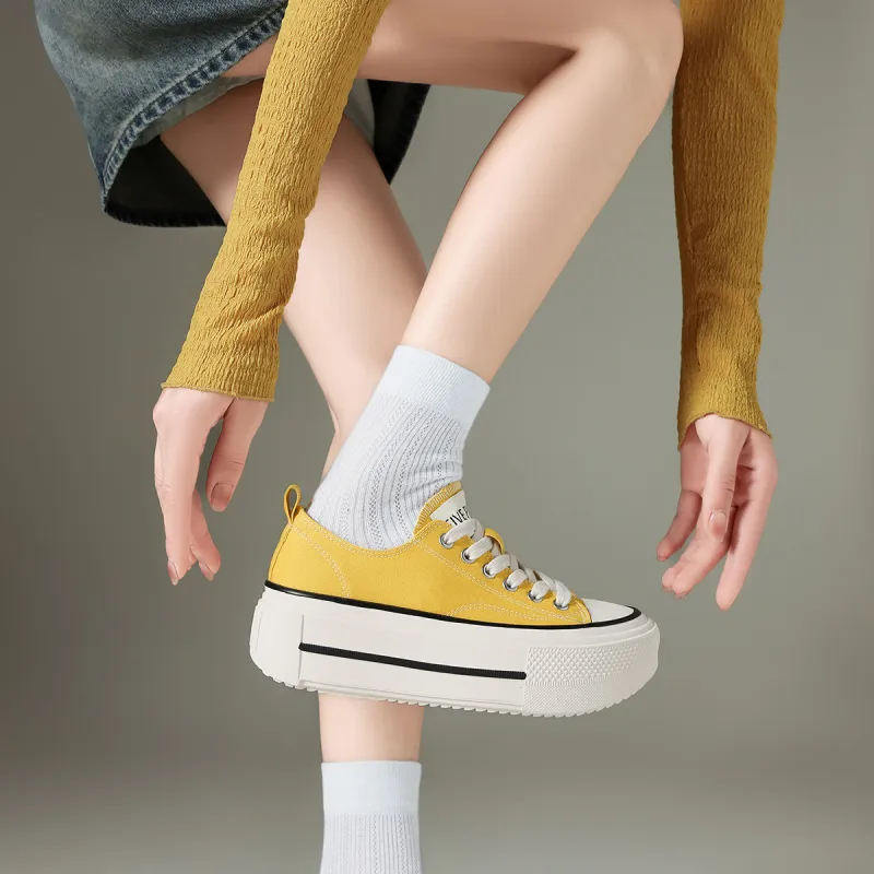 FIVE PLUS Height Increasing Low Top Skateboard Shoes Women's-4