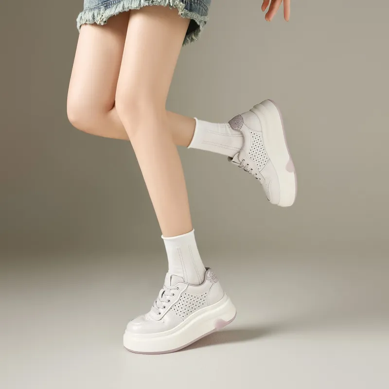 FIVE PLUS Anti Slip And Wear Resistant Height Increasing Low Top Skateboard Shoes Women's-10