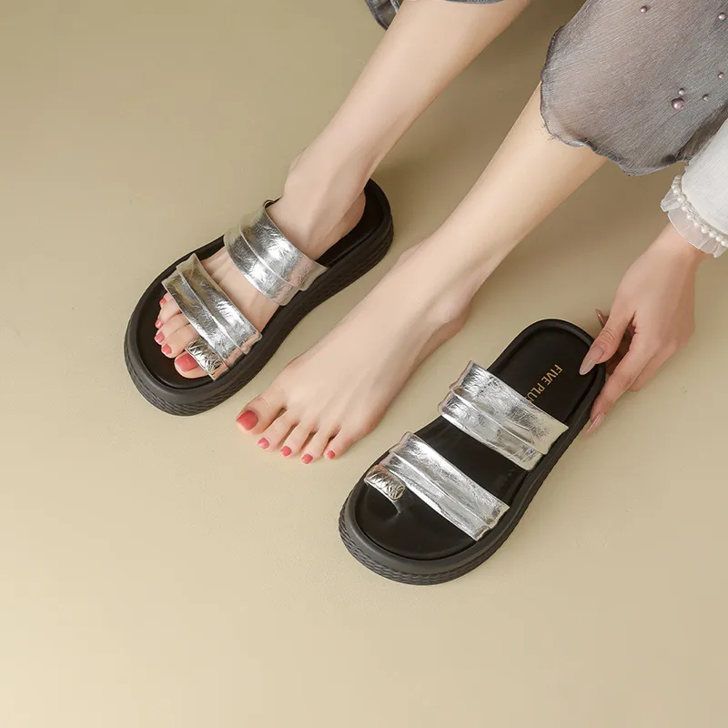 FIVE PLUS Rubber Sole Slip Resistant Slide Slippers Women's-3