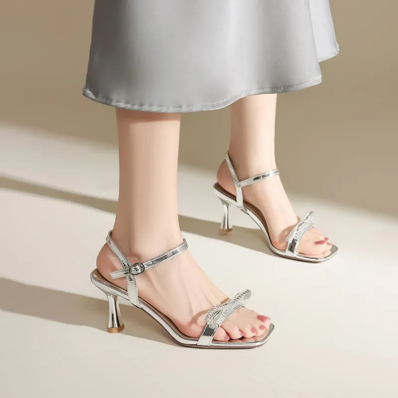 FIVE PLUS One Strap Sandals Women's Silver-3