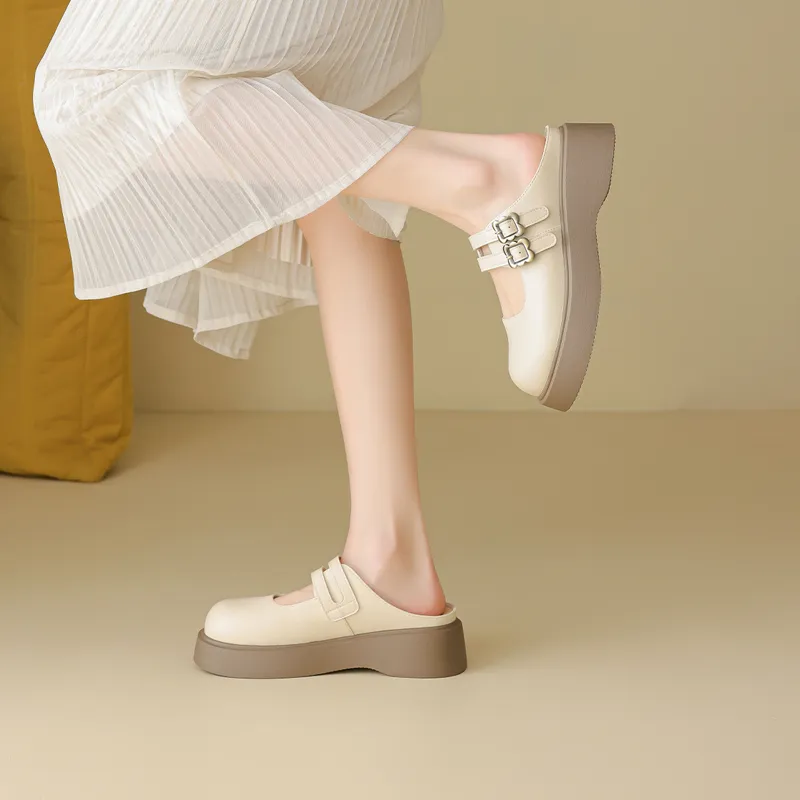 FIVE PLUS Slip Resistant Closed Toe Slippers Women's Beige-5