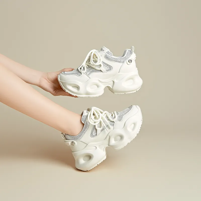 FIVE PLUS Cushioning Lightweight Height Increasing Low Top Chunky Sneakers Women's-10