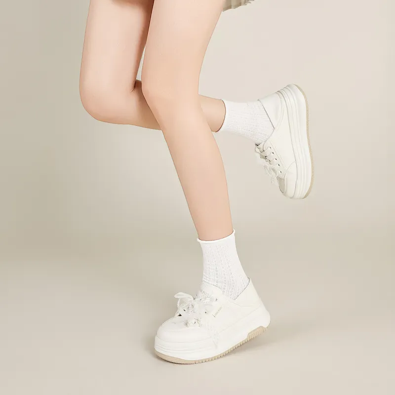 FIVE PLUS Anti Slip Wear Resistant Low Top Skateboard Shoes Women's Beige-5