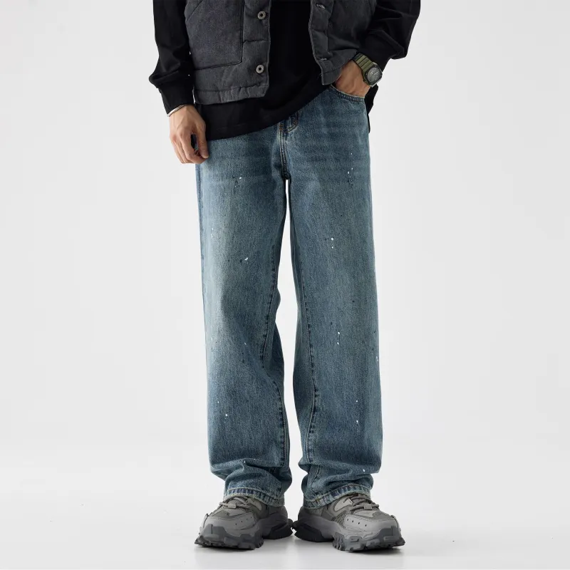 WAJ Jeans Unisex Ink Splatter Blue-3