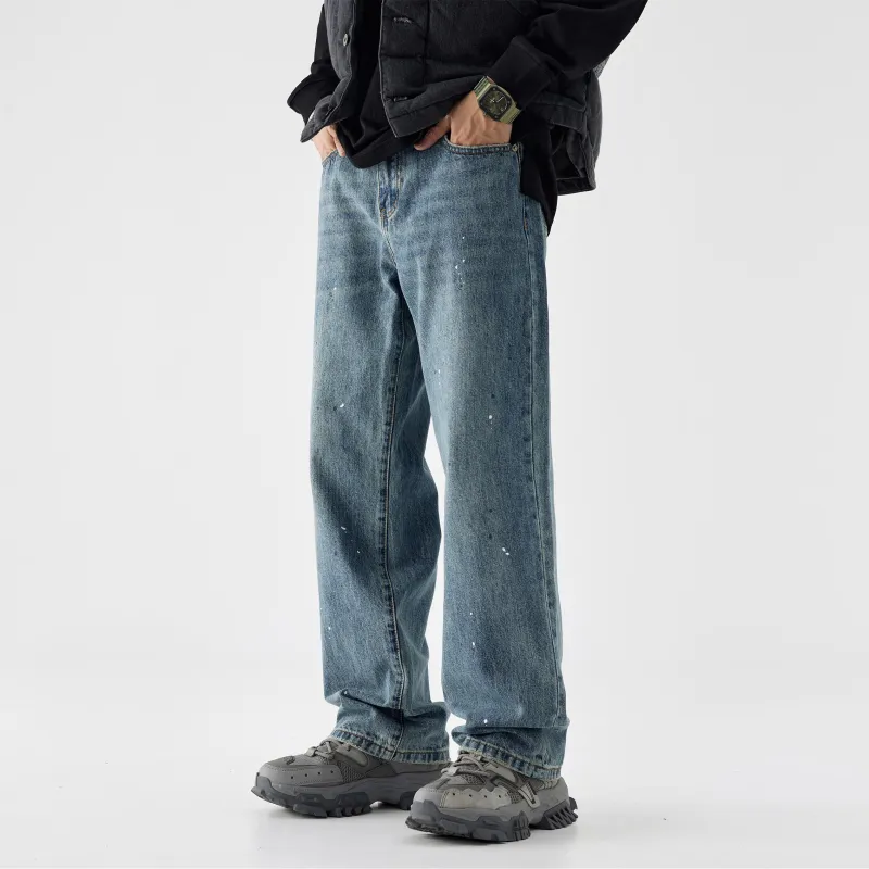 WAJ Jeans Unisex Ink Splatter Blue-2