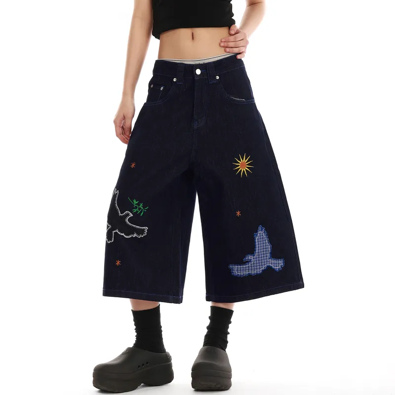 WOHOO Denim Shorts Unisex Dark Blue-4
