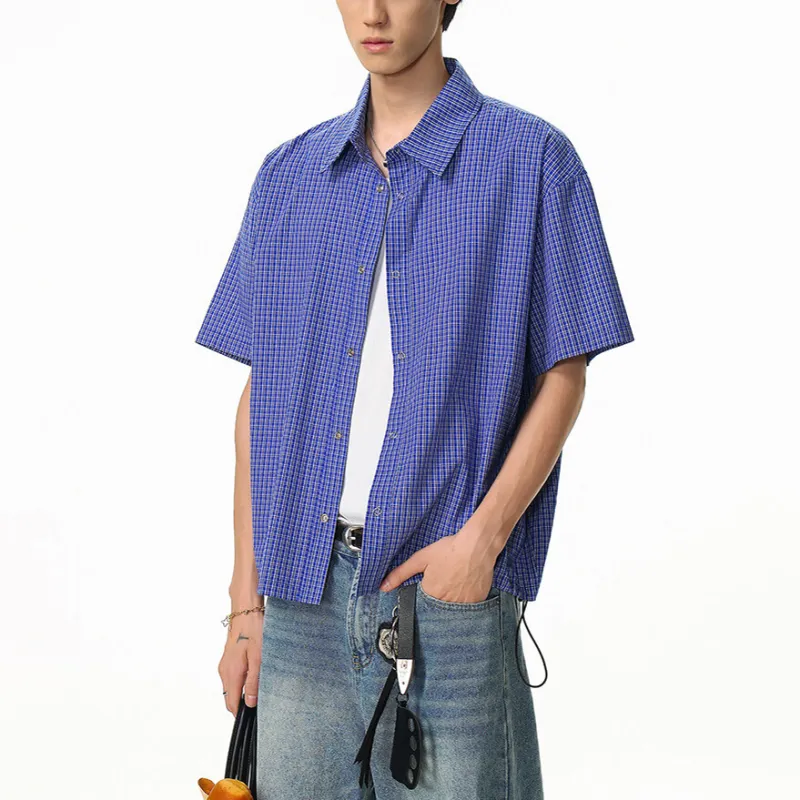 WOHOO Shirts Unisex Blue Plaid-4