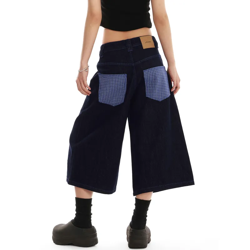 WOHOO Denim Shorts Unisex Dark Blue-5