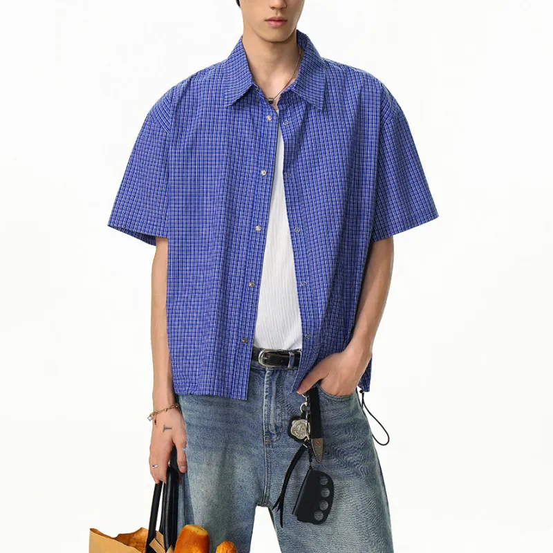 WOHOO Shirts Unisex Blue Plaid-3