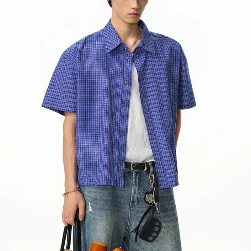 WOHOO Shirts Unisex Blue Plaid-5