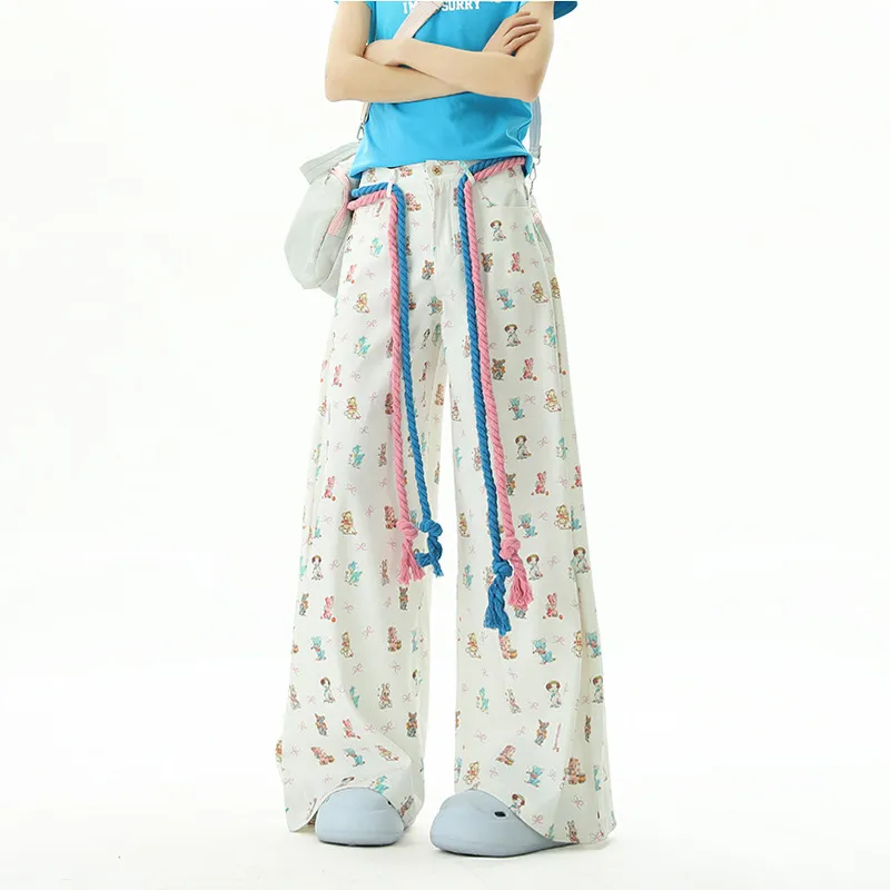 WOHOO Casual Pants Unisex White Without Belt-3
