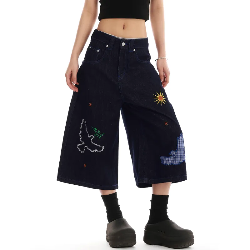WOHOO Denim Shorts Unisex Dark Blue-2