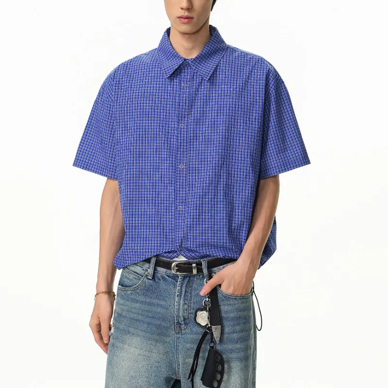 WOHOO Shirts Unisex Blue Plaid-2