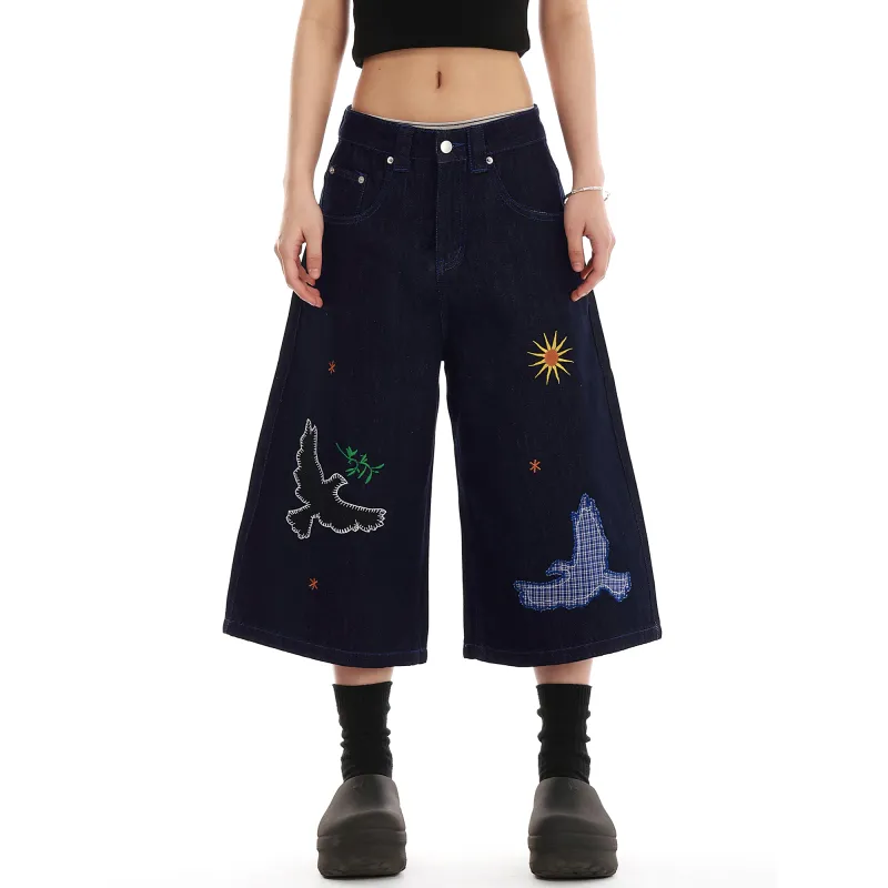 WOHOO Denim Shorts Unisex Dark Blue-3