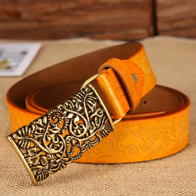 Yalu Cow Split Leather Belts Women's 3.2CM-5