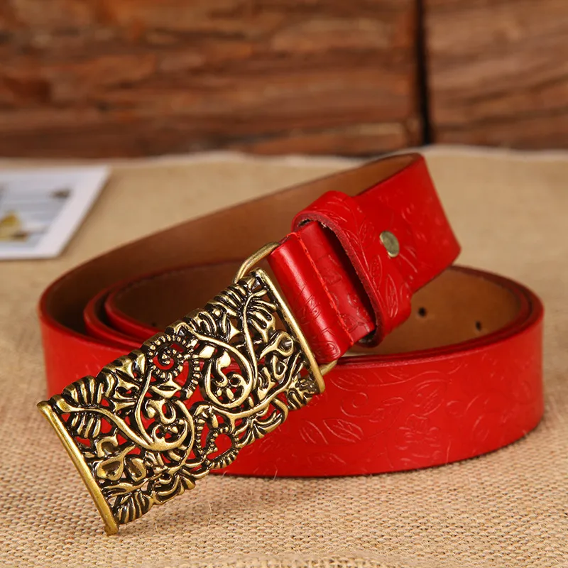 Yalu Cow Split Leather Belts Women's 3.2CM-11