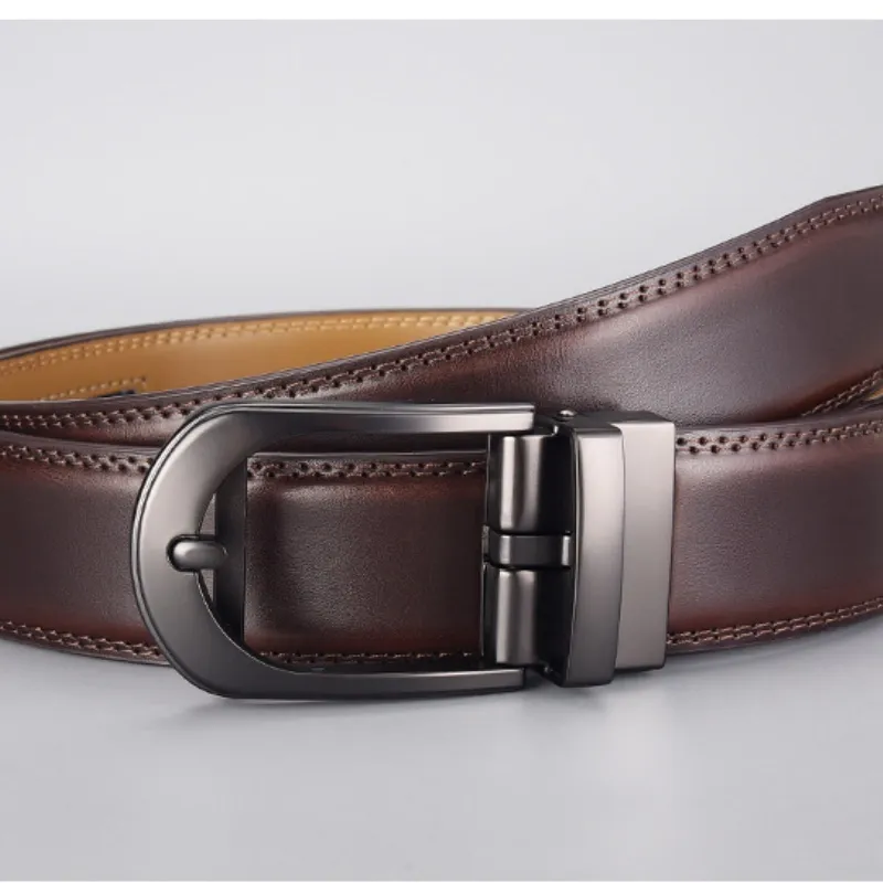 Yalu Split Leather With Overlay Film Leather Belts Men's 3.2CM-3