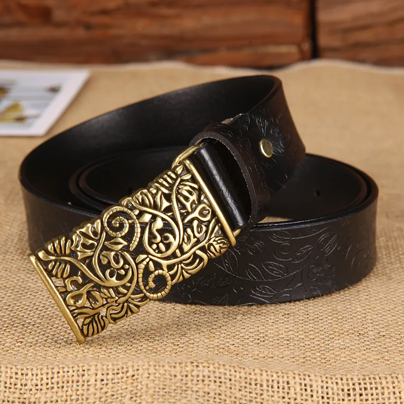 Yalu Cow Split Leather Belts Women's Width 3.2cm-3