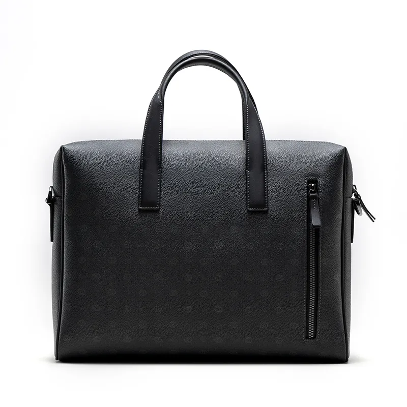 HLA Cow Leather Briefcases Large Size Men's Black-2