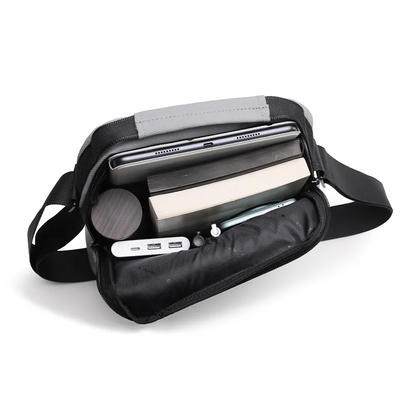 HLA Polyester Crossbody Bag Medium Size Men's Black/Gray-10