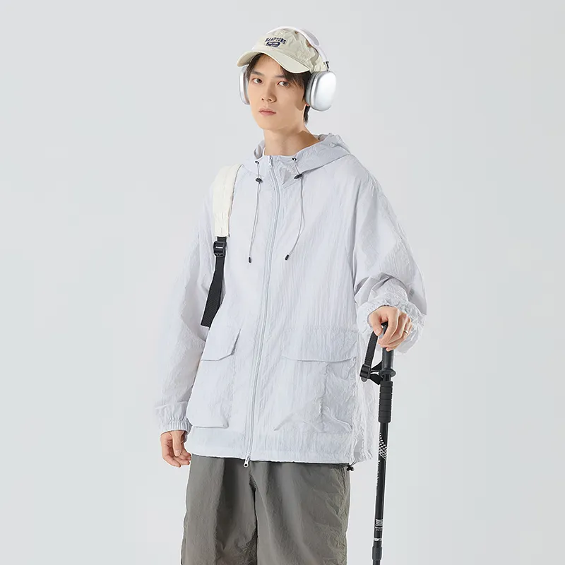 ONE PIECE Casual Sun Protection Clothing Men's Solid Color Basic-10