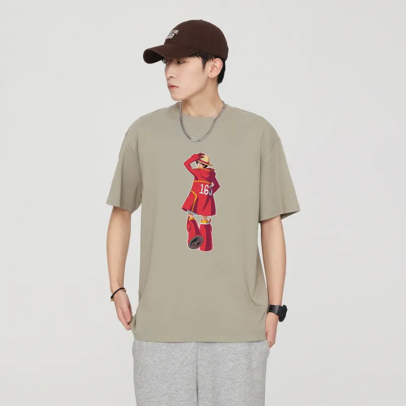ONE PIECE Trendy Heavyweight Open Back Short Sleeved T Shirts Men's-10